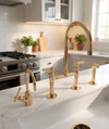 Brass Bridge Kitchen Tap 360° Swivel Gooseneck